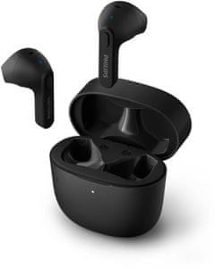 Sodobne Bluetooth slušalke Philips TAT2236 Podpirajo glasovne asistente Vodoodporna polnilna škatlica Dolgotrajna Udobna v ušesnem pretvorniku Prostoročno upravljanje z dotikom Lastnosti Sodobna oblika