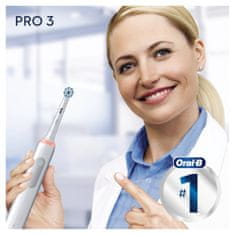 Oral-B Pro 3 – 3500 električna zobna ščetka, Braun dizajn, bela 