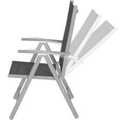 tectake 4 zložljivi aluminijasti vrtni stoli Črna/srebrna