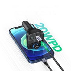 Ugreen CD229 Bluetooth FM Transmitter avto polnilec 3x USB 4.8A, črna