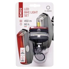 Emos Kolesarski LED svetilki, COB, komplet, 22 lm, 2x CR2033, spredja in zadnja.