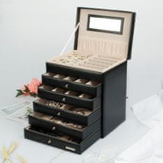 Troli Črna dizajnerska škatla za nakit z ogledalom