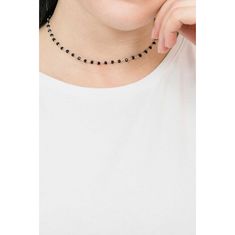 Amen Brezčasna srebrna ogrlica s črnimi kristali Romance CLBN (Dolžina 45 cm)