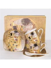 ZAKLADNICA DOBRIH I. Komplet za espresso iz porcelana z dekorjem Gustava Klimta in motivom Poljub