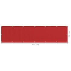 Greatstore Balkonsko platno rdeče 75x300 cm HDPE