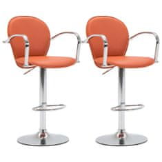 shumee Barski stolčki z naslonjali za roke 2 kosa oranžno umetno usnje