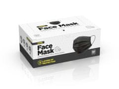 Higienska maska za usta in nos, 3-slojna, za enkratno uporabo, z žico, črna, 50 kos