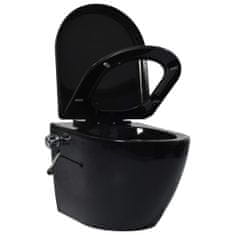 shumee Viseča WC školjka brez roba z bide funkcijo keramična črna