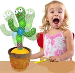 Netscroll Interaktivna plišasta igrača kaktus, ki poje, pleše, predvaja glasbo, ponavlja besede in snema, LED lučke, zabavna poučna igrača, ki se sveti, 120 pesmi, idealno rojstnodnevno darilo, CactusToy