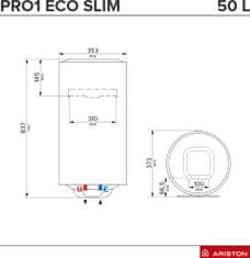 Ariston Pro1 Eco 50 V SLIM 1,8K PL EU električni grelnik vode, pokončni (3700509)