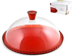 Pasabahce Patisserie stekleno stojalo s pokrovom, 32 cm, rdeče