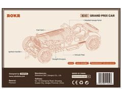 Robotime Grand prix avto, scale model 1:16, Lesena 3D sestavljanka, (MC401)