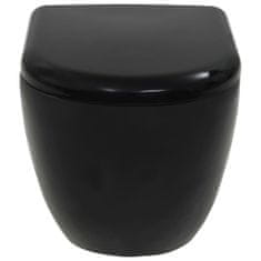 Greatstore Viseča WC školjka z vgradnim kotličkom keramika črna
