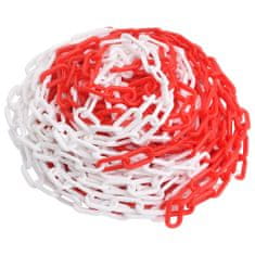 Greatstore Opozorilna veriga rdeča in bela 30 m Ø8 mm plastika