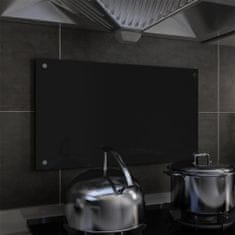 Greatstore Kuhinjska zaščitna obloga črna 70x40 cm kaljeno steklo
