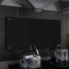 Greatstore Kuhinjska zaščitna obloga črna 80x40 cm kaljeno steklo