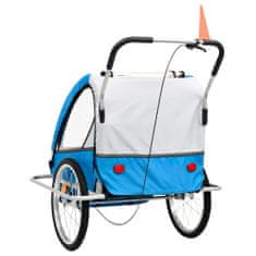 shumee 2-v-1 Otroška kolesarska prikolica in voziček modra in siva