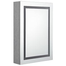 Greatstore LED kopalniška omarica z ogledalom betonsko siva 50x13x70 cm