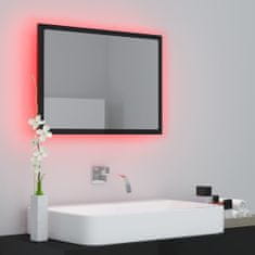 shumee LED kopalniško ogledalo visok sijaj črno 60x8,5x37 cm