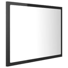shumee LED kopalniško ogledalo visok sijaj črno 60x8,5x37 cm