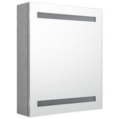 Greatstore LED kopalniška omarica z ogledalom betonsko siva 50x14x60 cm