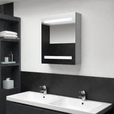 shumee LED kopalniška omarica z ogledalom betonsko siva 50x14x60 cm