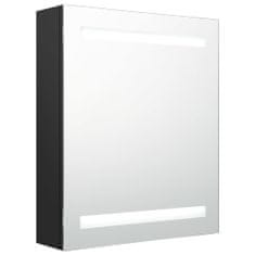 Greatstore LED kopalniška omarica z ogledalom črna 50x14x60 cm