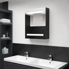 Greatstore LED kopalniška omarica z ogledalom črna 50x14x60 cm