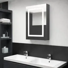Greatstore LED kopalniška omarica z ogledalom siva 50x13x70 cm