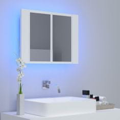 Greatstore LED kopalniška omarica z ogledalom bela 60x12x45 cm