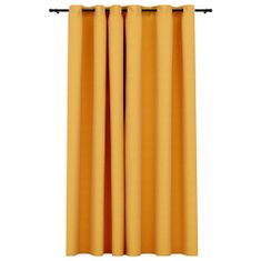 Greatstore Zatemnitvena zavesa z obročki videz platna rumena 290x245 cm