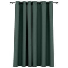Greatstore Zatemnitvena zavesa z obročki videz platna zelena 290x245 cm