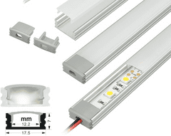 Optonica ALU profil za LED trak bele barve 2m NADGRADNI - komplet