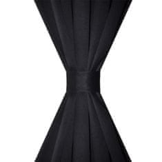 Greatstore 2 kosa črnih zarobljenih zaves z obročki 135 x 245 cm