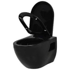 shumee Viseča WC školjka z vgradnim kotličkom keramika črna