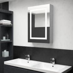 Greatstore LED kopalniška omarica z ogledalom betonsko siva 50x13x70 cm