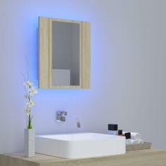 shumee LED kopalniška omarica z ogledalom sonoma hrast 40x12x45 cm