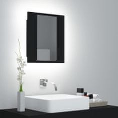 Greatstore LED kopalniška omarica z ogledalom črna 40x12x45 cm