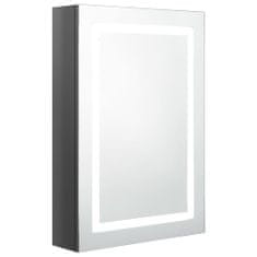 Greatstore LED kopalniška omarica z ogledalom sijoče siva 50x13x70 cm
