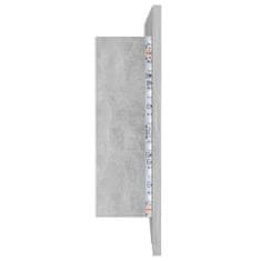 Greatstore LED kopalniška omarica z ogledalom betonsko siva 100x12x45 cm