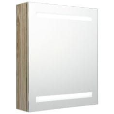Greatstore LED kopalniška omarica z ogledalom hrast 50x14x60 cm