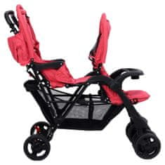 shumee Otroški voziček za dvojčke rdeče jeklo
