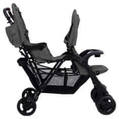 shumee Otroški voziček za dvojčke temno sivo jeklo