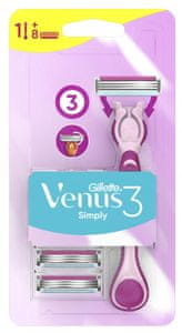 Simply Venus 3 ročaj brivnika + 8 glav