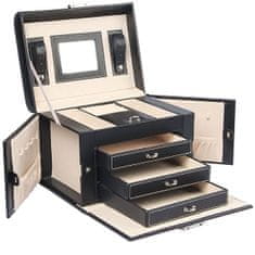 Troli Elegantna črna škatla za nakit z ogledalom