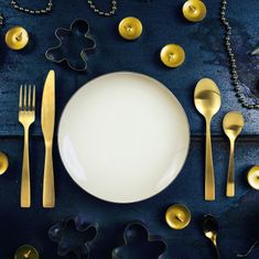 Fernity Charbon komplet jedilnega pribora svetlo zlate barve