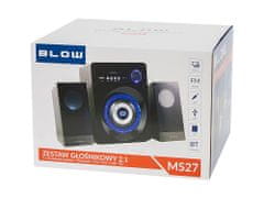 Blow MS-27 računalniški zvočniki, 2.1 Stereo, USB, microSD, Bluetooth, Radio FM, LED osvetlitev, črni (ZV-BL-PC-MS27-66378)