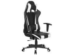 Beliani Gaming stol v črno-beli barvi z nastavitvijo višine GAMER
