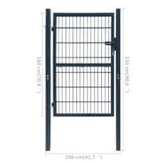 Greatstore 2D Vrata za Ograjo (Enojna) Antracitno Sive Barve 106 x 230 cm