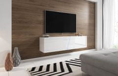 Furnitura Viseča TV omarica LANT visoki sijaj Bela 160 cm+ LED